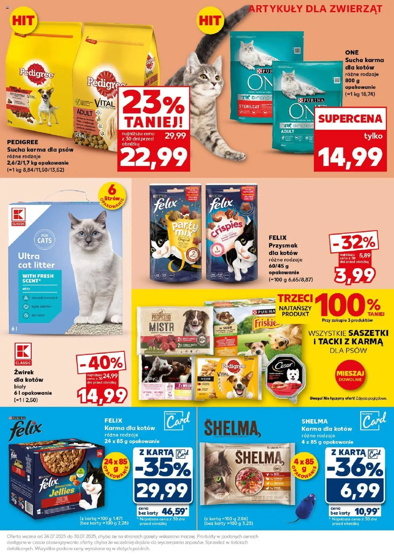 Kaufland gazetka - Super Sobota od 26.07.2025 | Strona: 23 | Produkty: Karta, Pedigree, Karma dla kotów, Karma dla psów