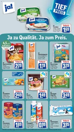 ja! Käse für den Ofen, würzig, je 180-g-Pckg. ab 20.10.2025 gültig | Seite: 23 | Produkte: Butter, Joghurt, Trinkjoghurt, Toilettenpapier