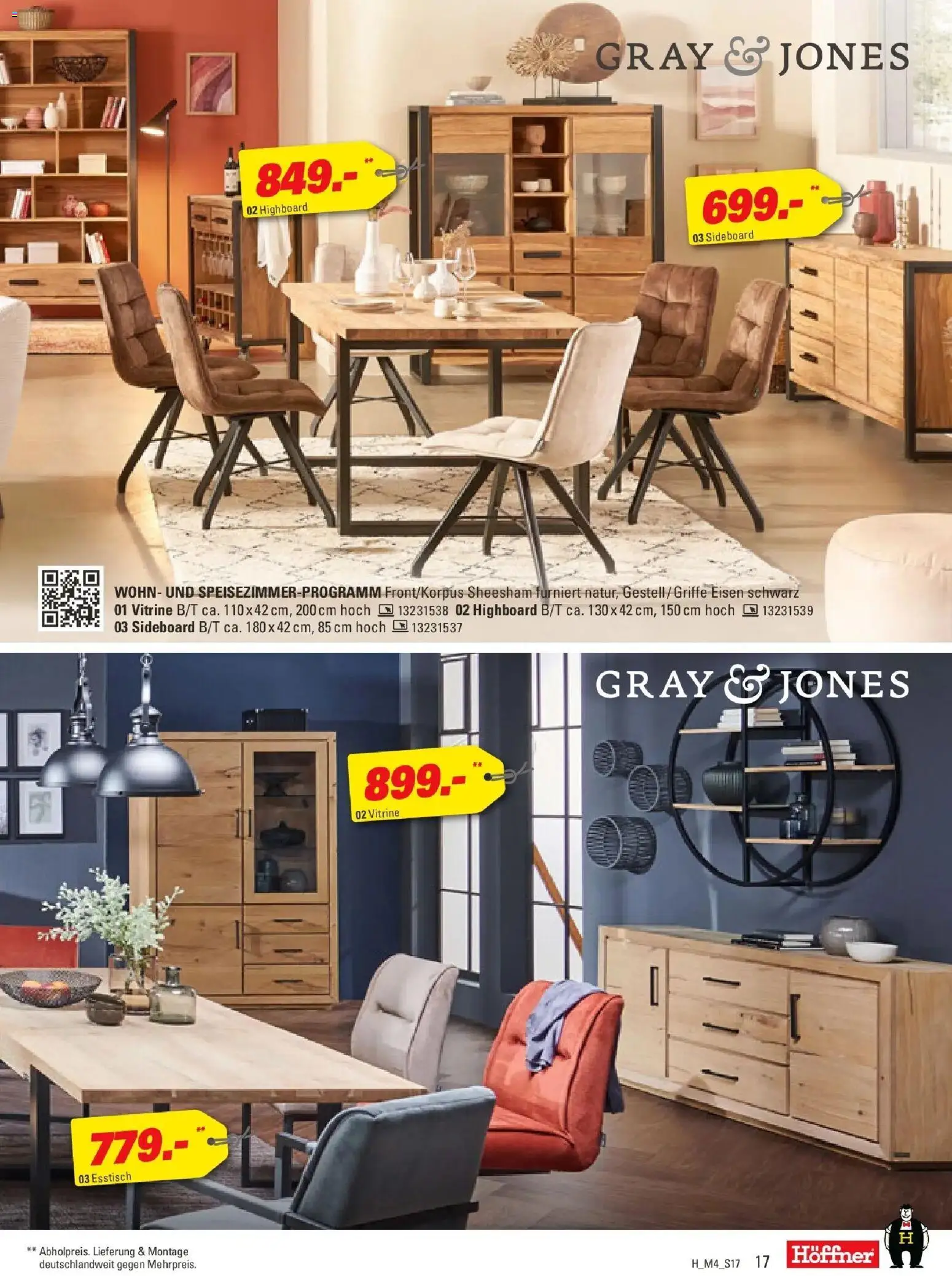 Höffner Prospekt Fürth	 – gültig ab 01.04.2026 | Seite: 17 | Produkte: Sideboard, HIghboard, Esstisch, Vitrine