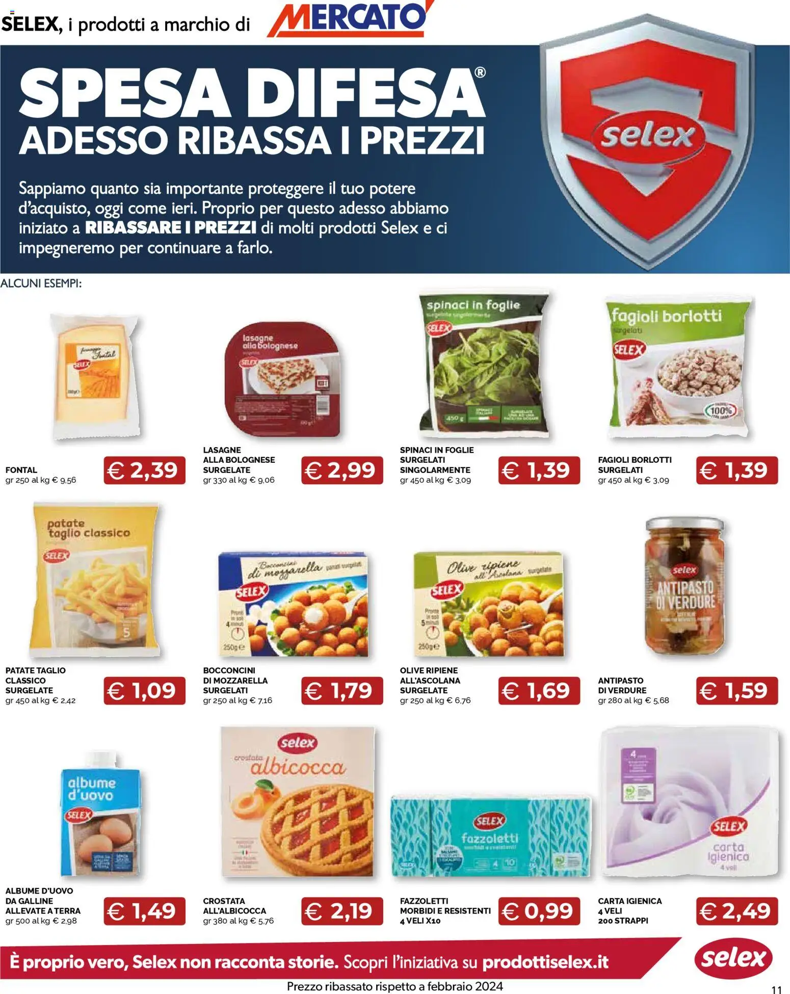 Volantino Mercatò del 24.11.2025 | Pagina: 11 | Prodotti: Carta igienica, Fazzoletti, Olive, Spinaci