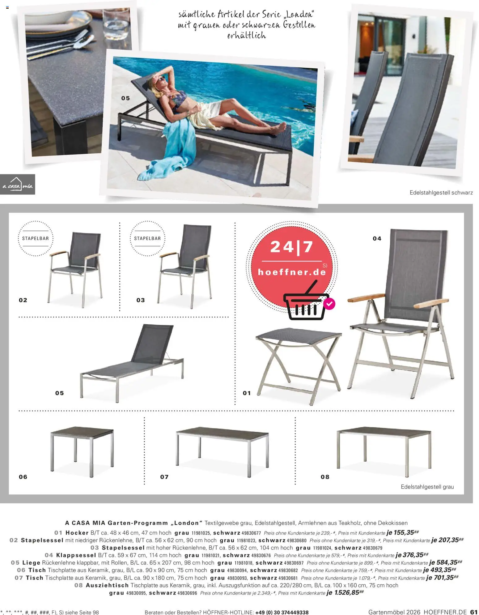 Höffner Prospekt Gartenmöbel – gültig ab 27.03.2026 | Seite: 61 | Produkte: Hocker, Tisch, Liege