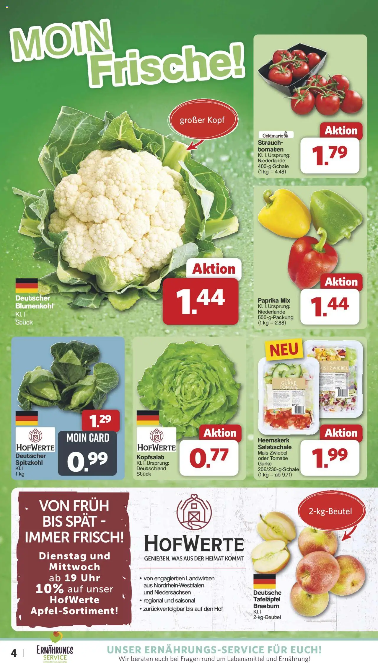 Famila Nordwest Prospekt 	 - gültig ab dem 21.07.2025 | Seite: 4 | Produkte: Paprika, Blumenkohl, Salat, Uhr