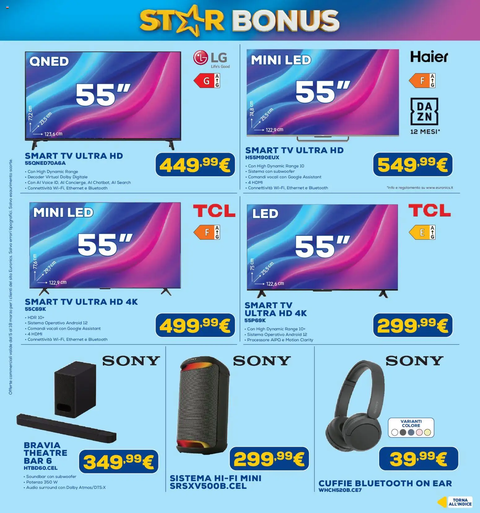 Volantino Euronics del 05.03.2026 | Pagina: 15 | Prodotti: smart TV, Soundbar, Audio, Cuffie