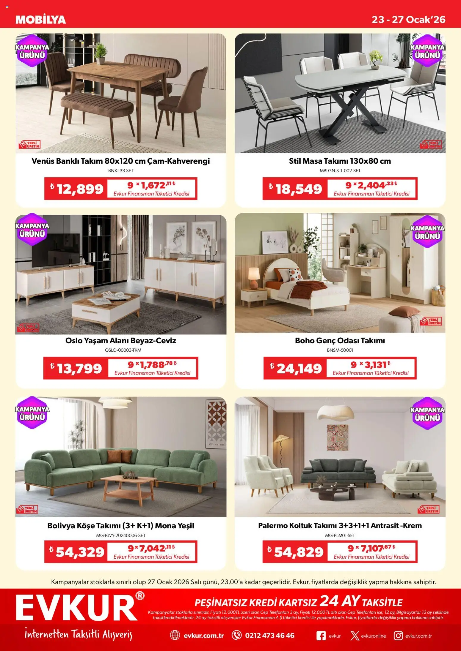 Evkur Katalog - 23.01.2026 tarihinden itibaren geçerlidir | Sayfa: 10 | Ürünler: Masa, Krem, Koltuk takımı, Ocak