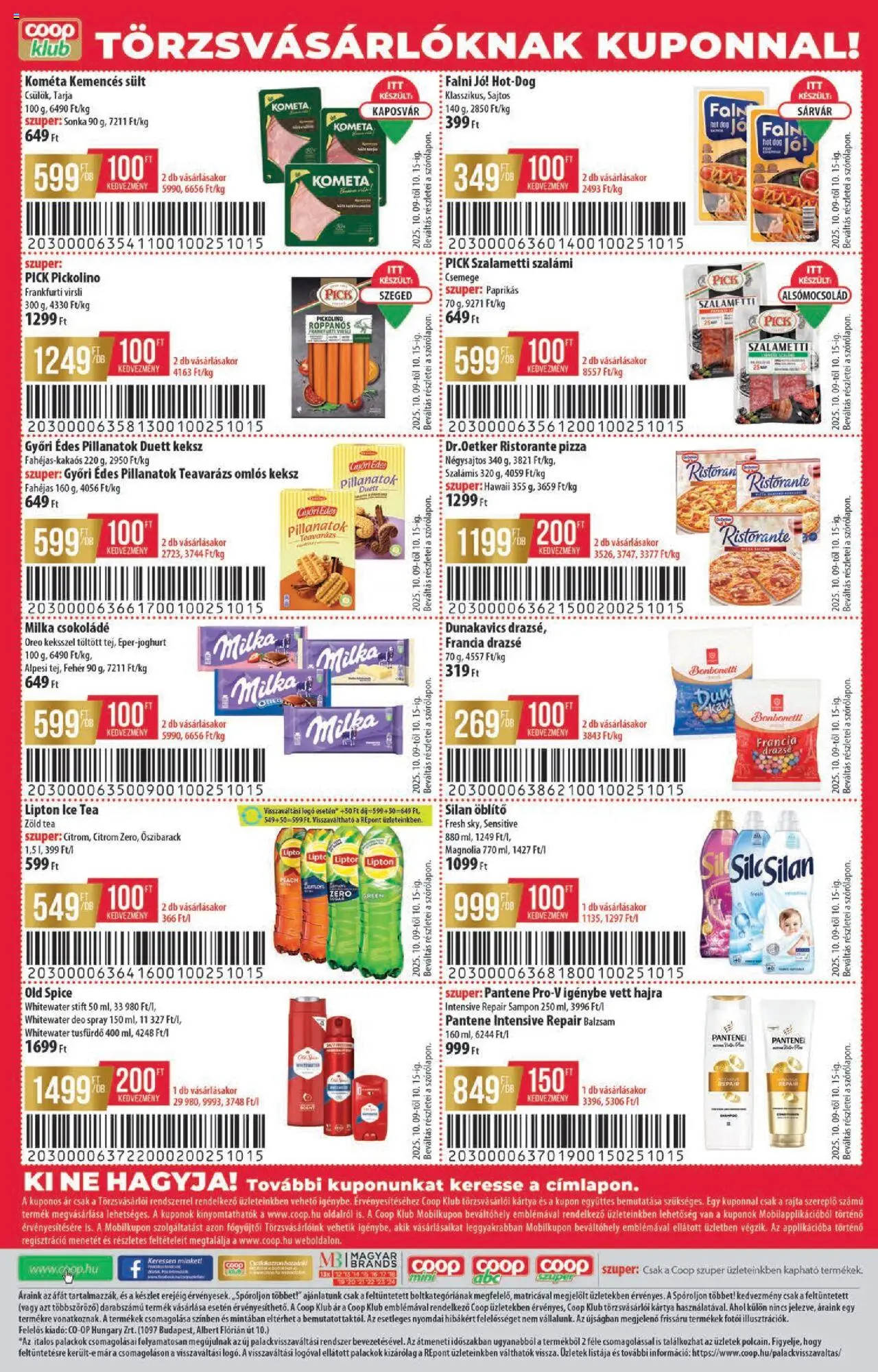 COOP akciós ujság - amely érvényes a következő dátumtól: 09.10.2025 | Oldal: 8 | Termékek: Tarja, Frankfurti virsli, Öblítő, Citrom