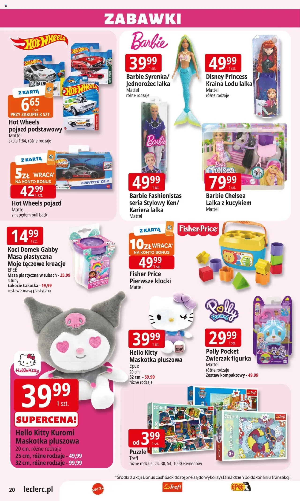 E.Leclerc Gazetka - Elbląg od 19.08.2025 | Strona: 20 | Produkty: Karta, Lalka, Barbie, Jednorożec