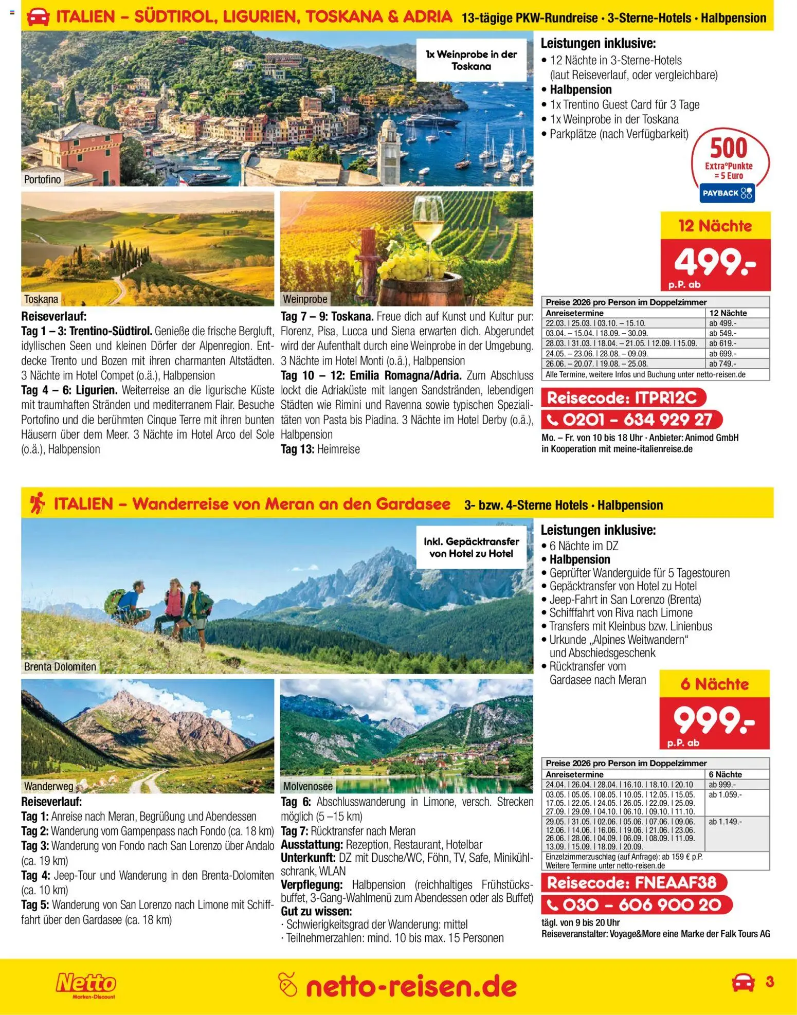 Netto Reisen Prospekt 	 – gültig ab 30.10.2025 | Seite: 3 | Produkte: Decke, Pasta, Uhr