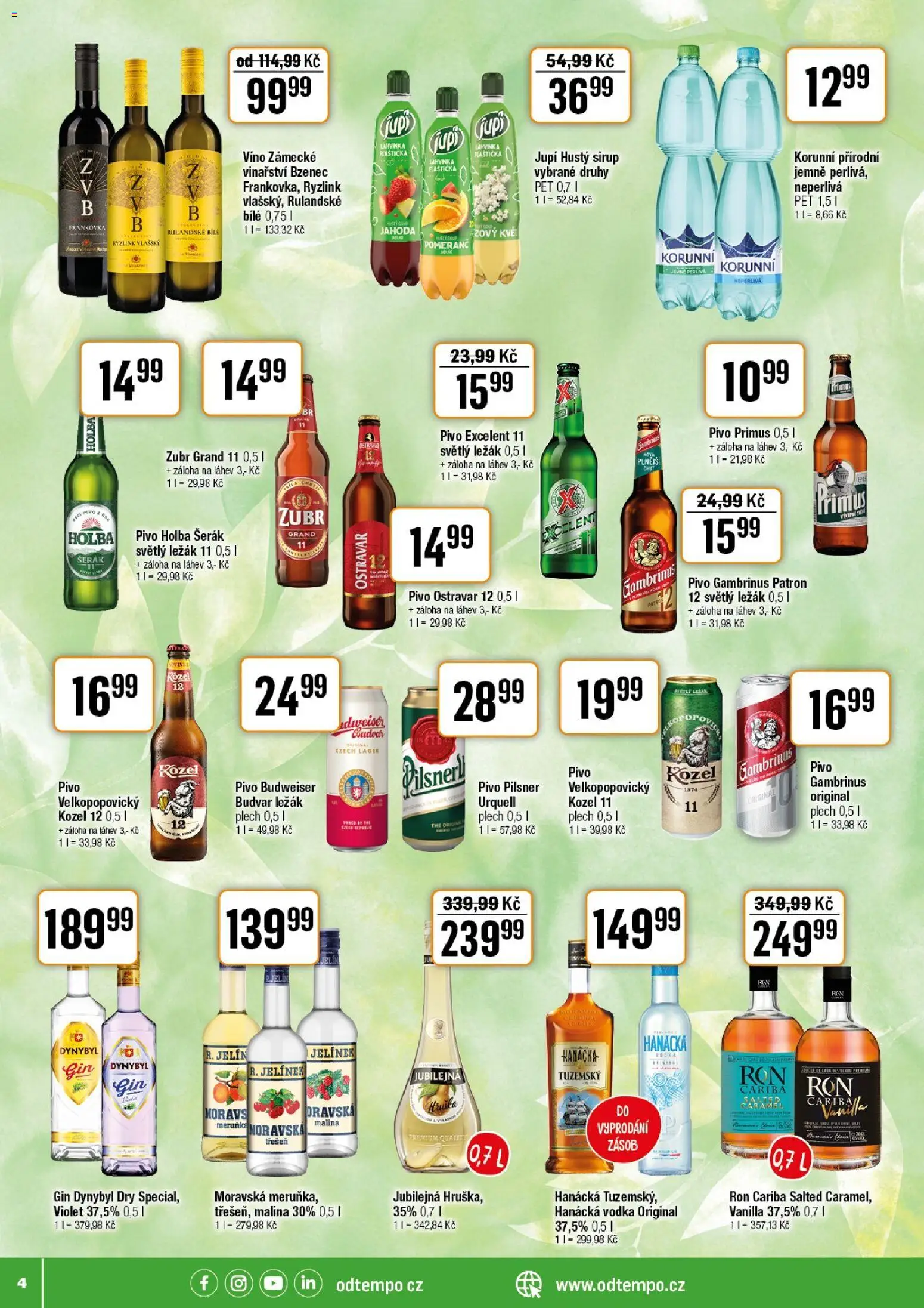 Tempo leták od 22.04.2026 | Strana: 4 | Produkty: Víno, Vodka, Pivo Ostravar, Gambrinus