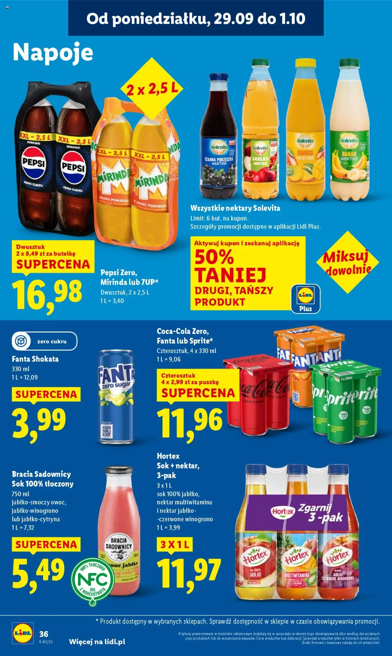 Lidl Gazetka od 29.09.2025 | Strona: 38 | Produkty: Napoje, Sok, Jabłka, Banan