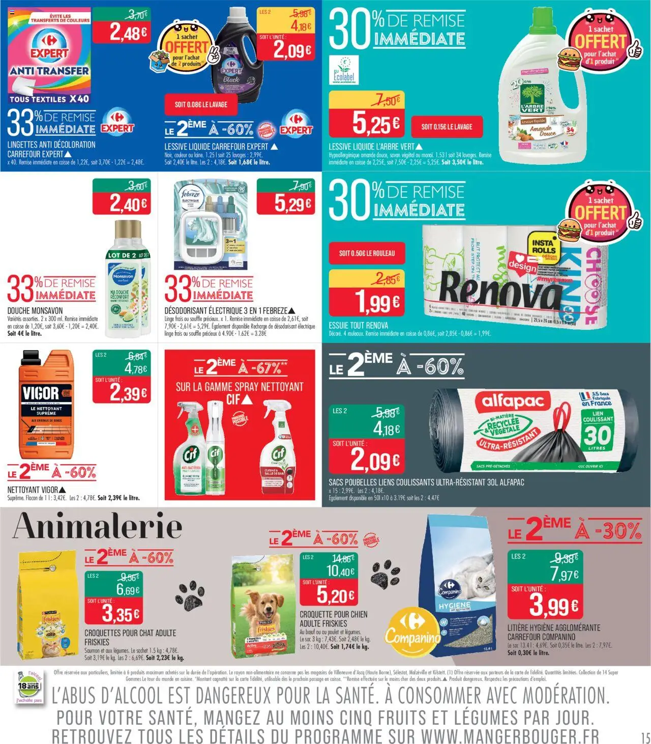  | Page: 15 | Produits: Sacs poubelles, Litière, Lessive Liquide, Croquettes pour chat