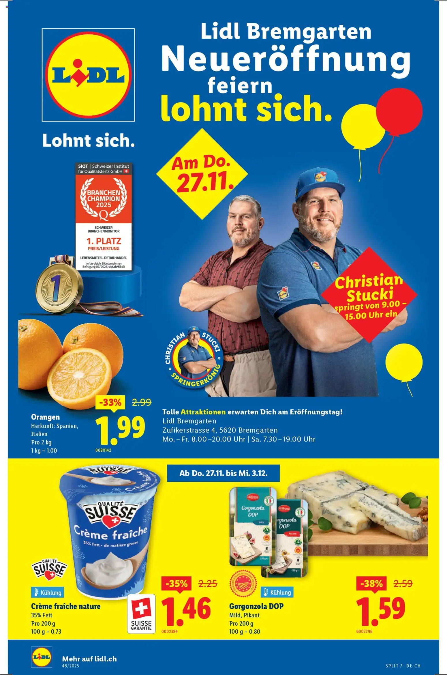 Lidl Aktionen Neueröffnung Bremgarten – gültig ab 27.11.2025 | Seite: 1