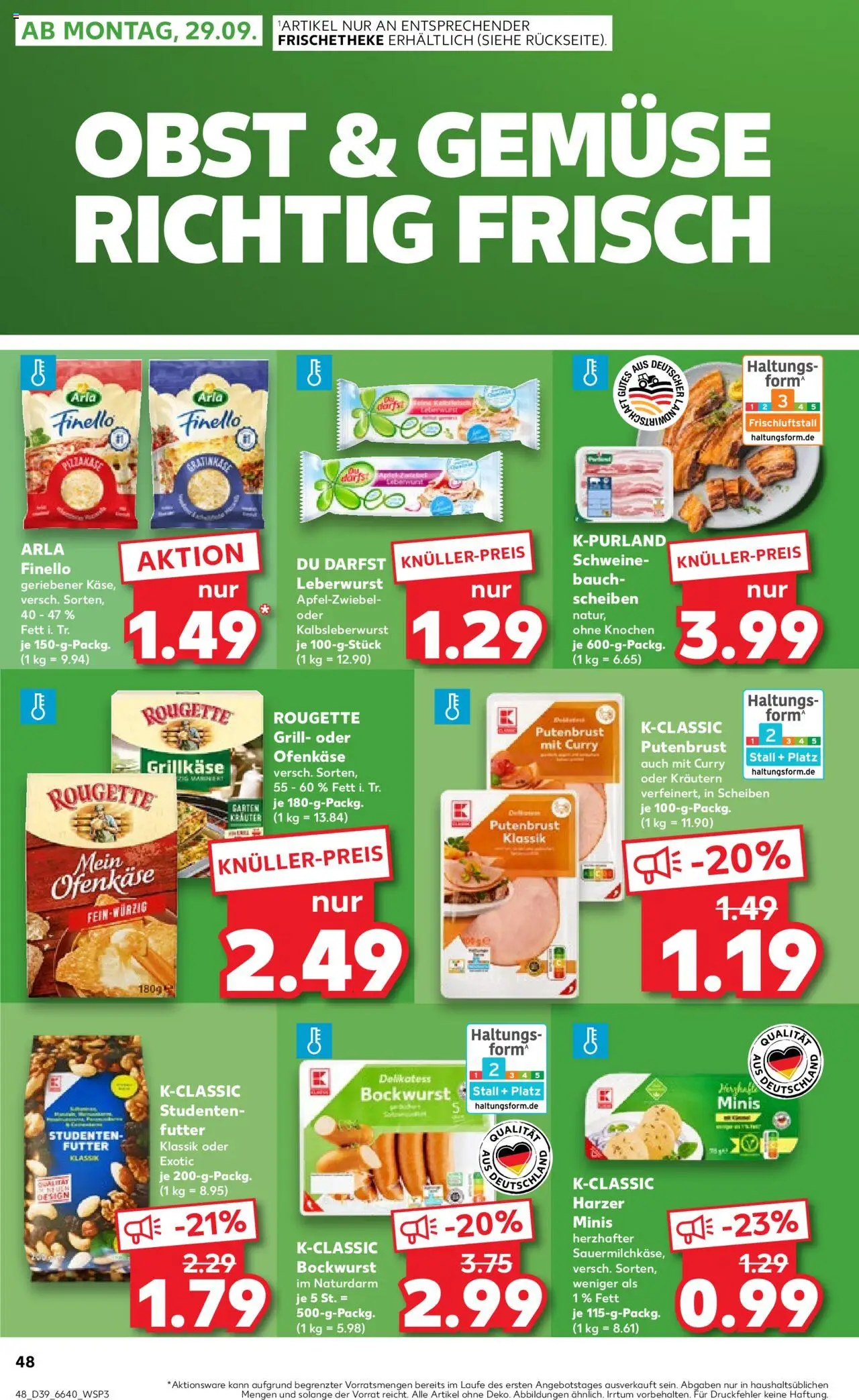 Kaufland Prospekt 	 – gültig ab 25.09.2025 | Seite: 48 | Produkte: Bockwurst, Grill, Gemüse, Obst