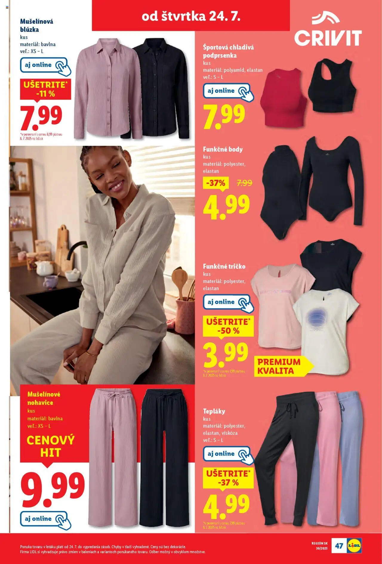 Lidl leták │ platný od 21.07.2025 | Strana: 69 | Produkty: Tričko, Blúzka, Nohavice, Podprsenka