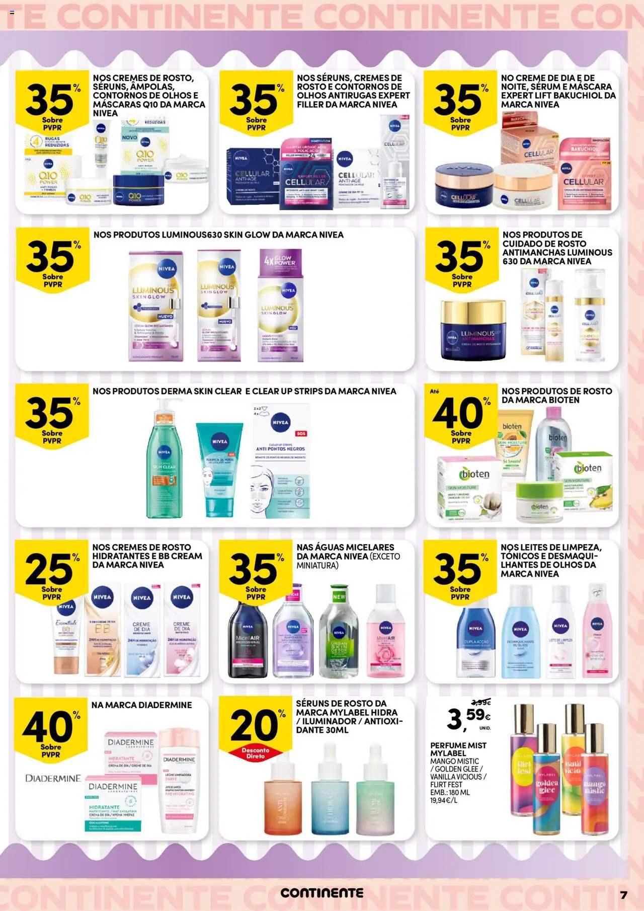 Continente Beleza │ válido de 19.08.2025 | Página: 7 | Produtos: Iluminador, Perfume, Sérum, Creme