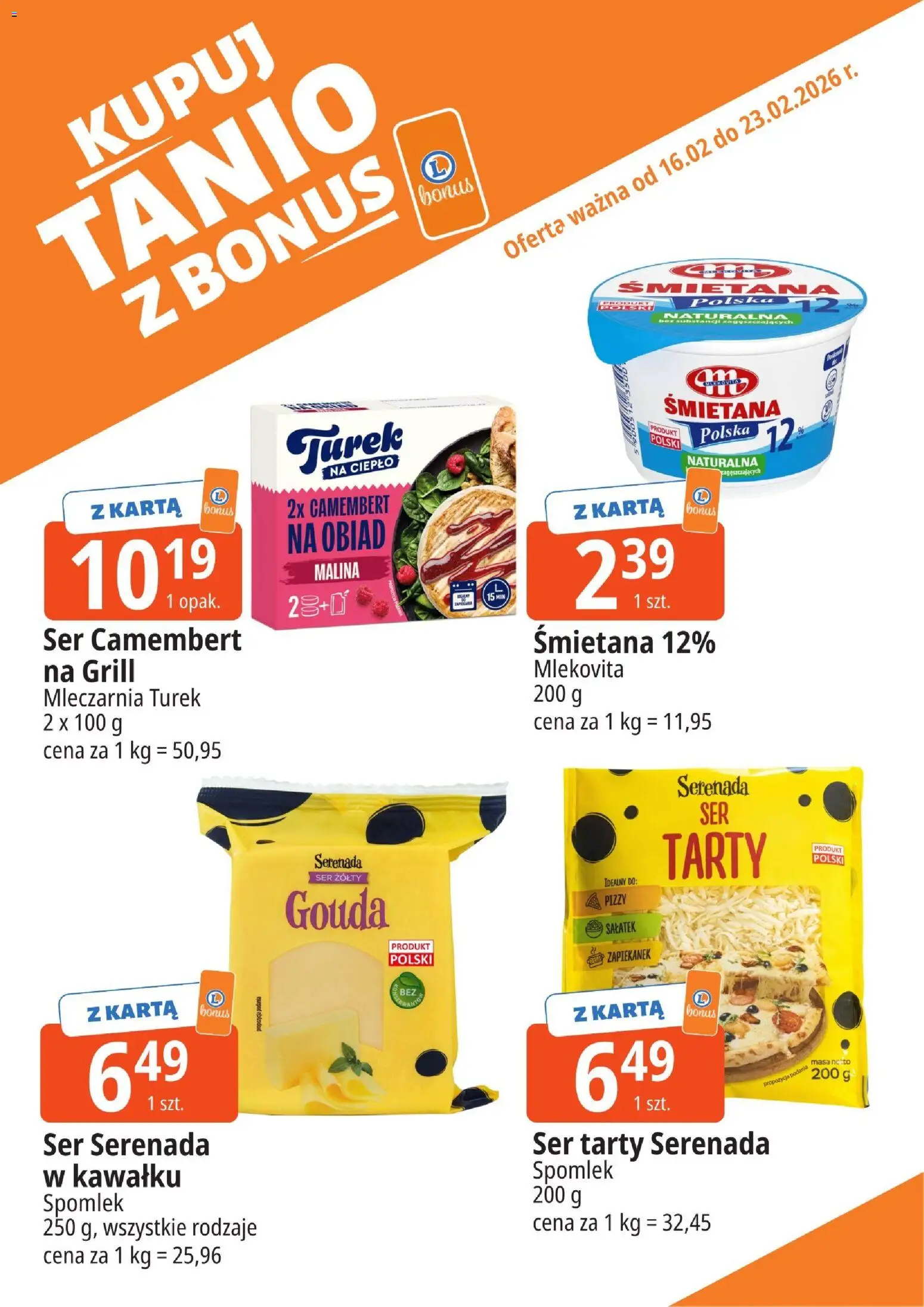 E.Leclerc Gazetka - Tychy kupony dodatkowe od 16.02.2026 | Strona: 4 | Produkty: Karta, Malina, Grill, Camembert