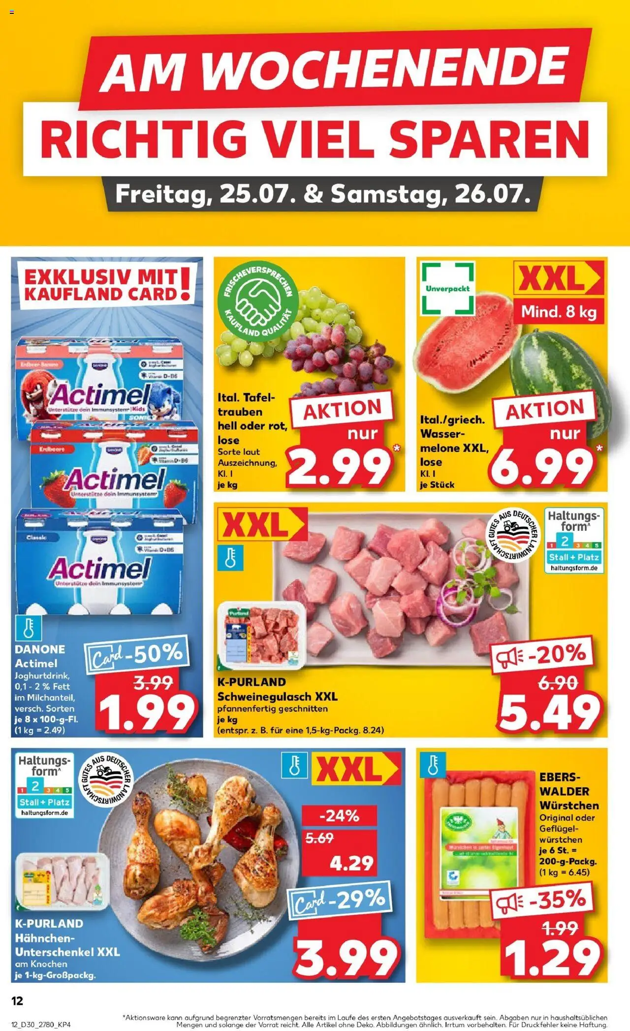 Kaufland prospekt Zwickau	 - gültig ab dem 24.07.2025 | Seite: 12 | Produkte: Schweinegulasch, Hahnchen, Wasser, Wassermelone