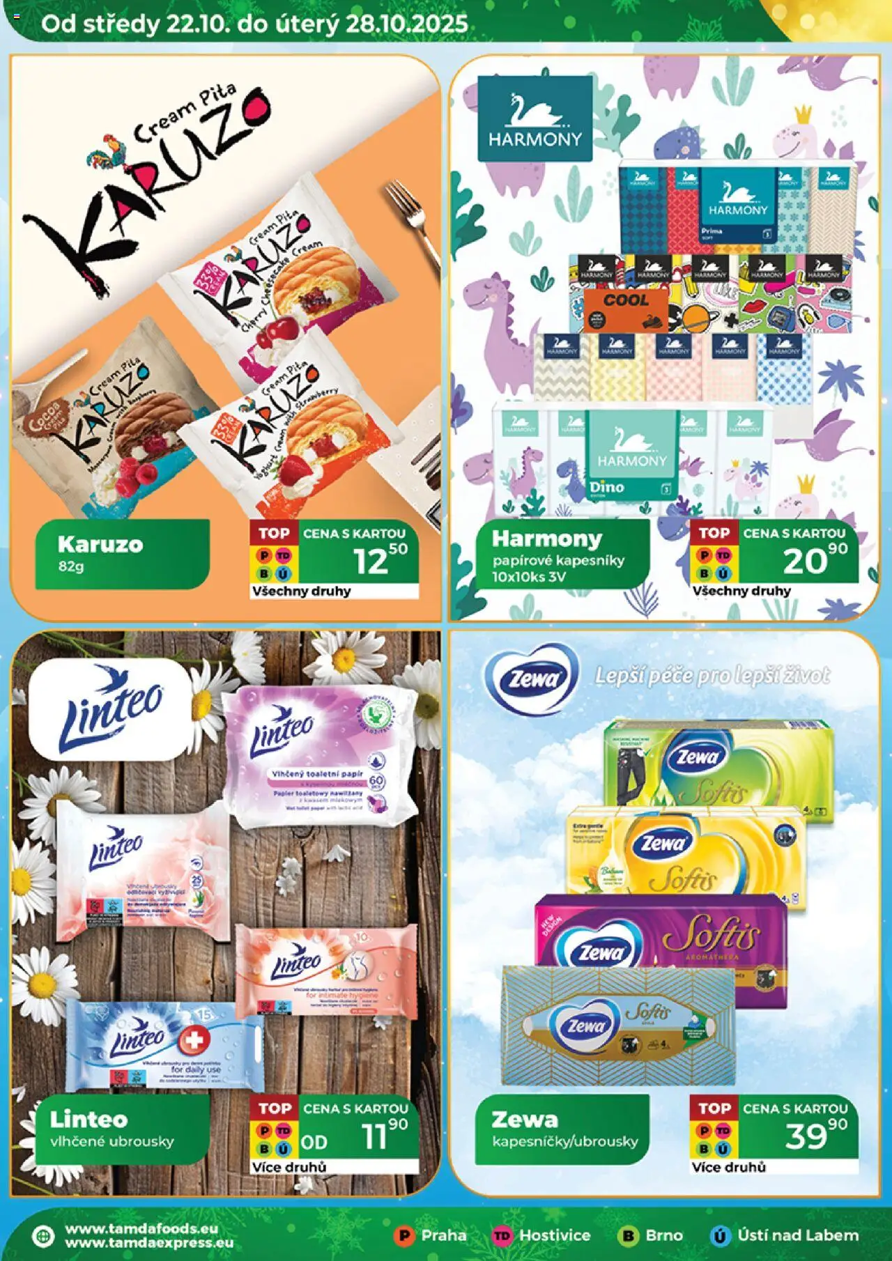 Tamda Foods leták od 22.10.2025 | Strana: 18 | Produkty: Vlhčené ubrousky, Papírové kapesníky, Ubrousky, Zewa