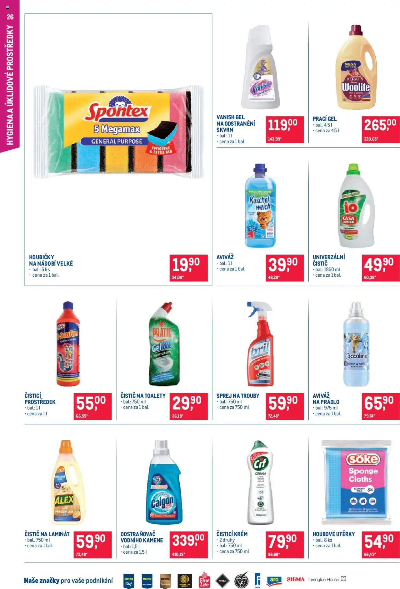 Makro leták - Pro milovníky jídla od 08.10.2025 | Strana: 26 | Produkty: Čistící prostředek, Nádobí, Woolite, Vanish