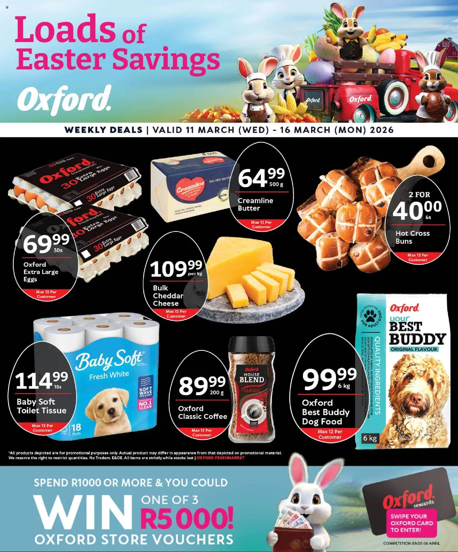 New Oxford Freshmarket catalogue – valid from 11.03.2026 | Page: 1 | Products: Buns, Toilet, Eggs, Dog food