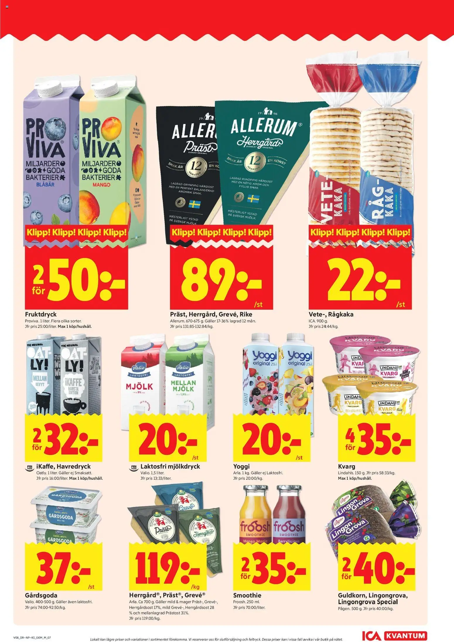 ICA Kvantum reklamblad aktuell från 16.02.2026 | Sida: 9 | Produkter: Galler, Mjölk, Smör, Blåbär