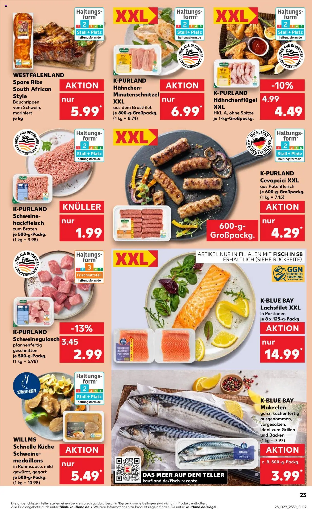 Kaufland prospekt Völklingen	 - gültig ab dem 17.07.2025 | Seite: 23 | Produkte: Hahnchen, Küche, Spare ribs, Hackfleisch