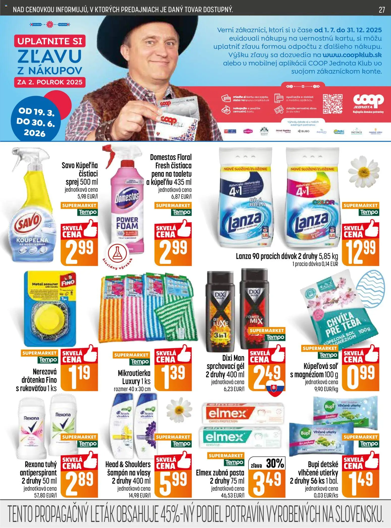 Nové COOP Jednota akcie – leták je platný od 05.03.2026 | Strana: 27 | Produkty: Savo, Soľ, Domestos, Head & Shoulders