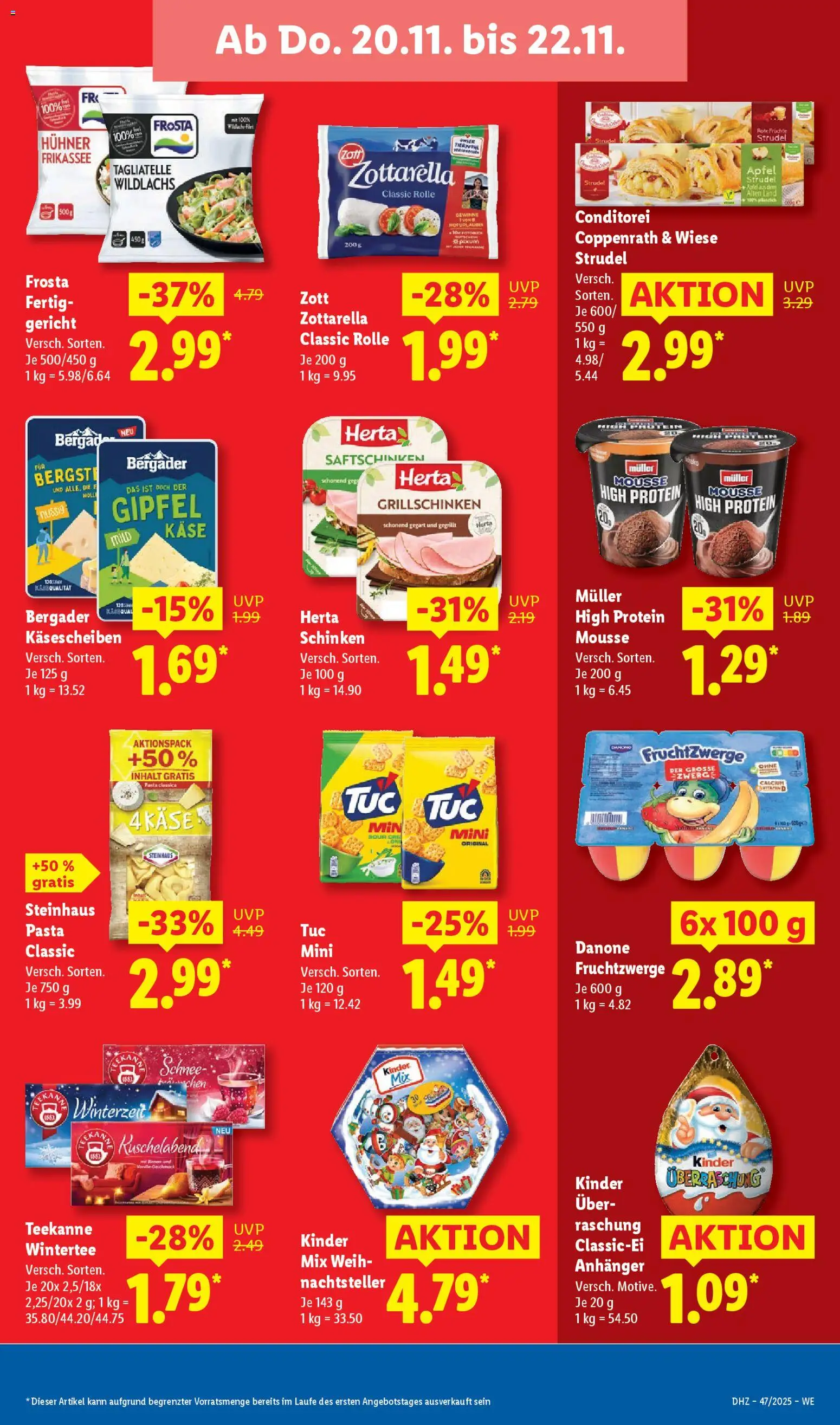 Lidl Prospekt Aarbergen – gültig ab 17.11.2025 | Seite: 61 | Produkte: Käse, Fruchtzwerge, Teekanne, Pasta