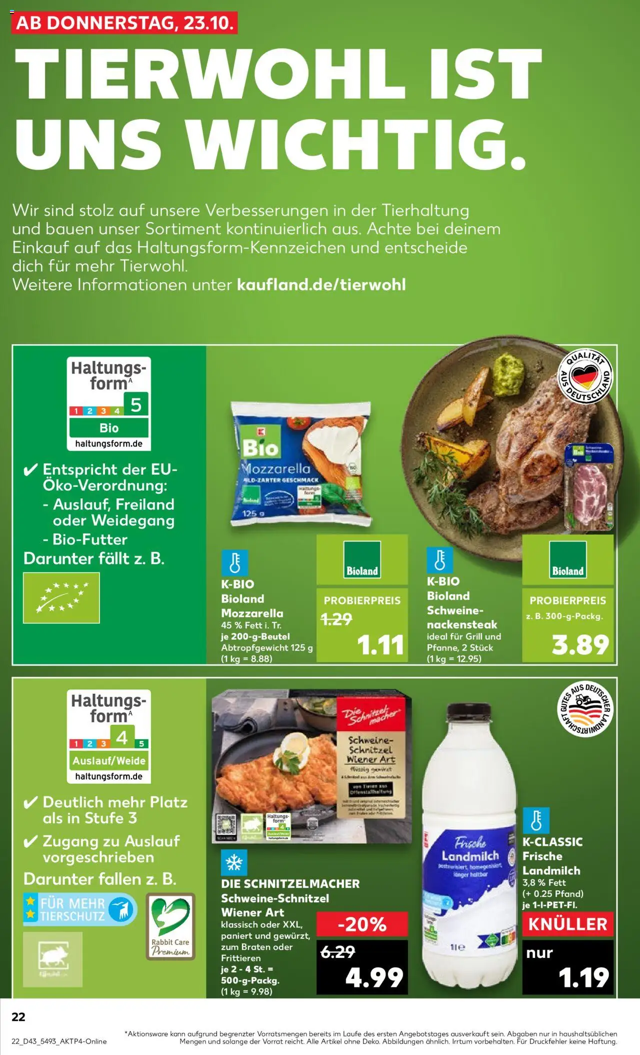 Kaufland prospekt Speyer	 – gültig ab 23.10.2025 | Seite: 22 | Produkte: Grill, Mozzarella, Schnitzel, Steak