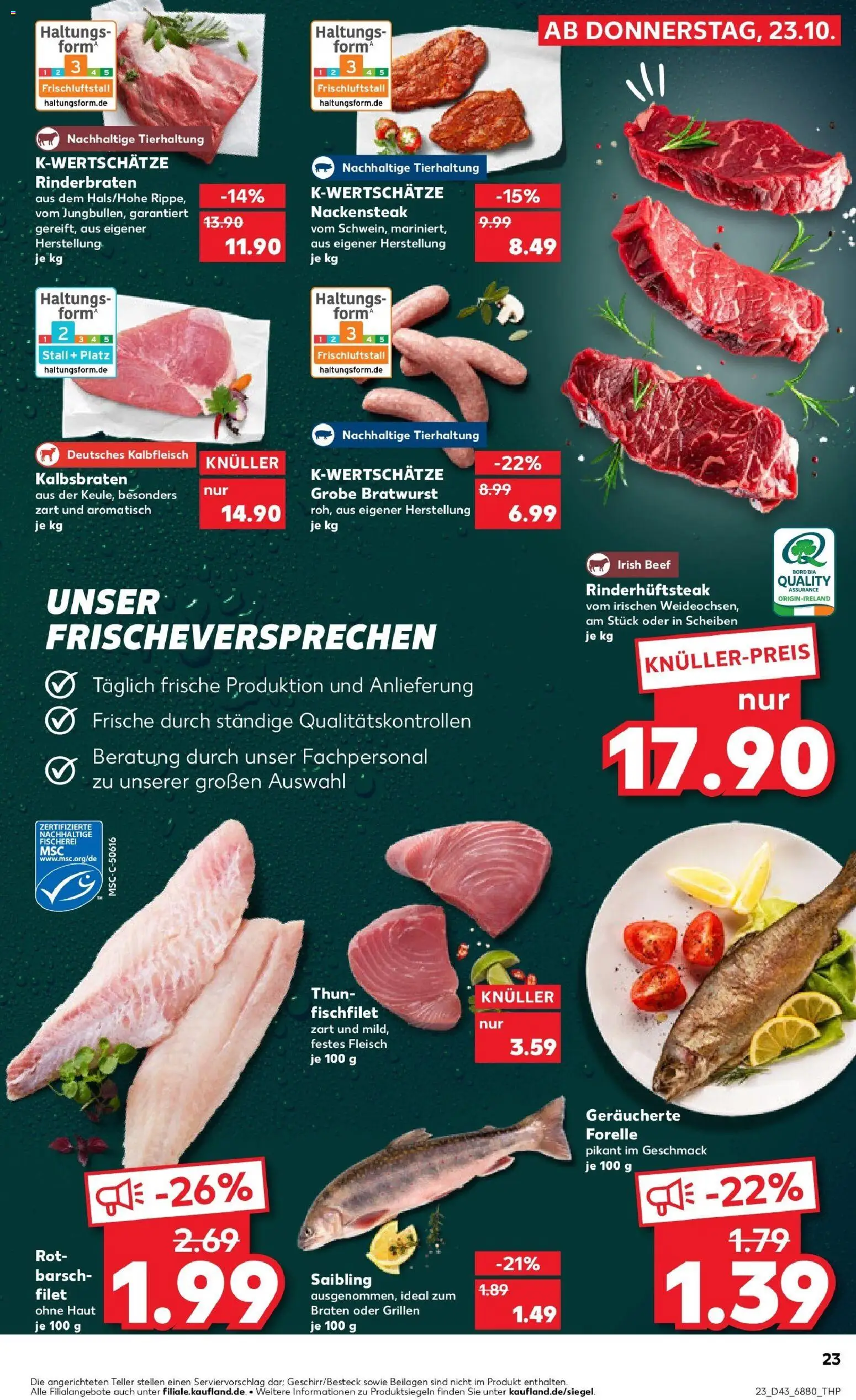 Kaufland prospekt Dillingen	 – gültig ab 27.10.2025 | Seite: 23 | Produkte: Rinderbraten, Bratwurst, Steak, Fleisch