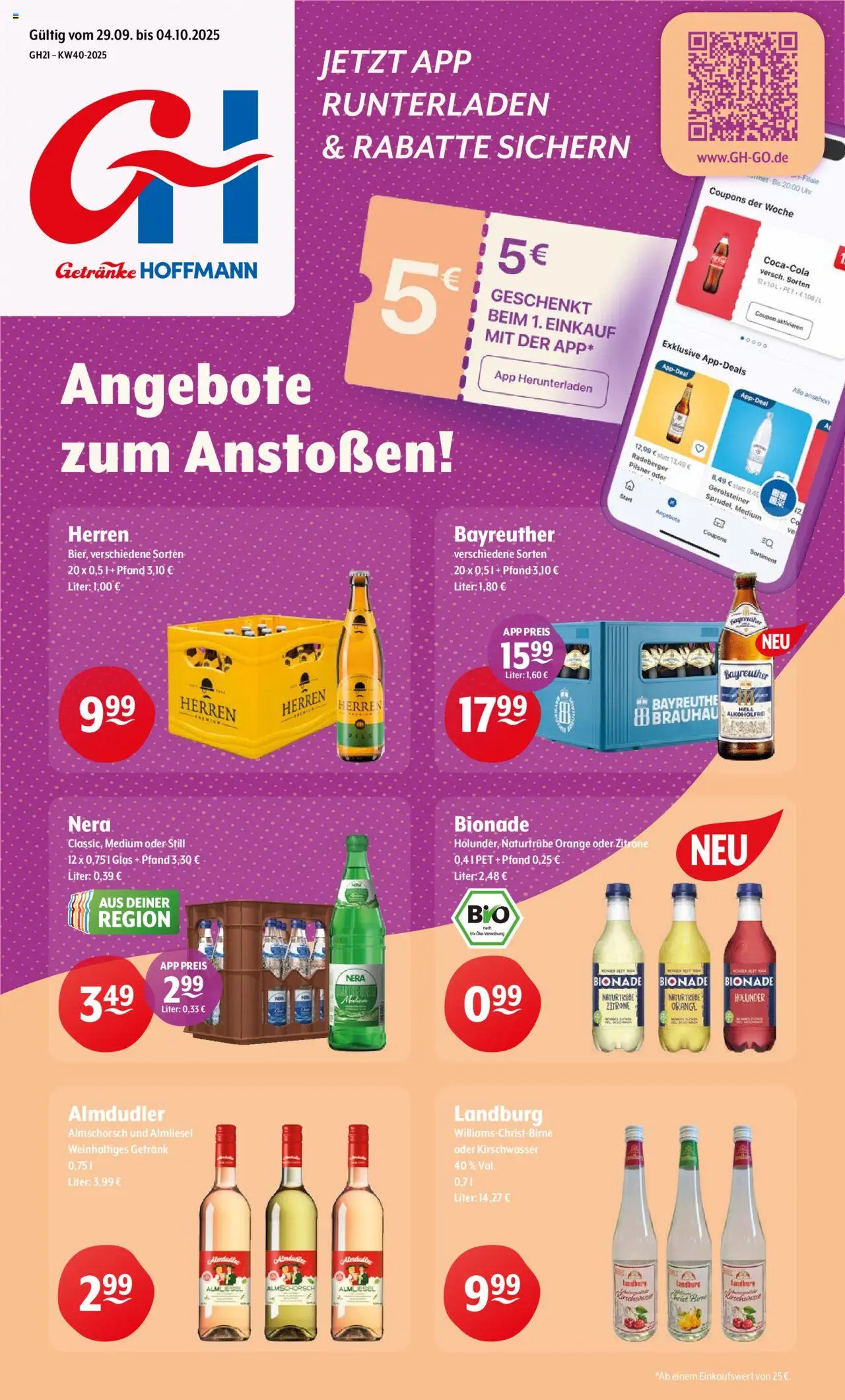 Getränke Hoffmann - Hamburg – gültig ab 29.09.2025 | Seite: 1 | Produkte: Pils, Bionade, Uhr, Gerolsteiner