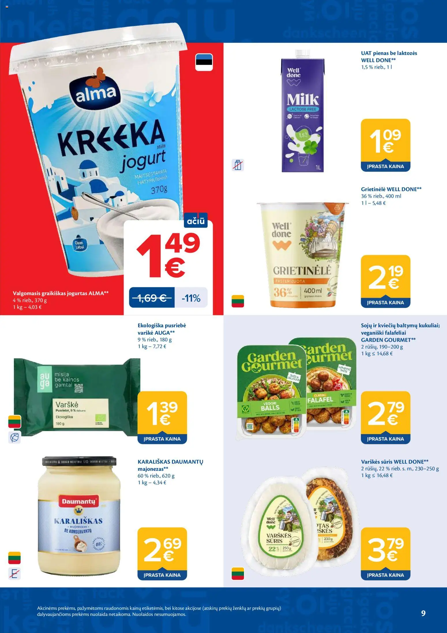 MAXIMA akcijos nuo 21.04.2026 | Puslapis: 9 | Prekių: Grietinėlė, Varškės sūris, Jogurtas, Majonezas