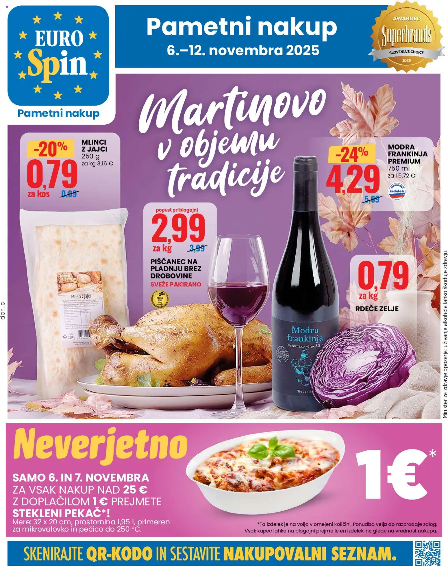 Novi Eurospin katalog ponudbe – veljaven od 06.11.2025 | Stran: 1 | Izdelki: Kos, Vino, Zelje