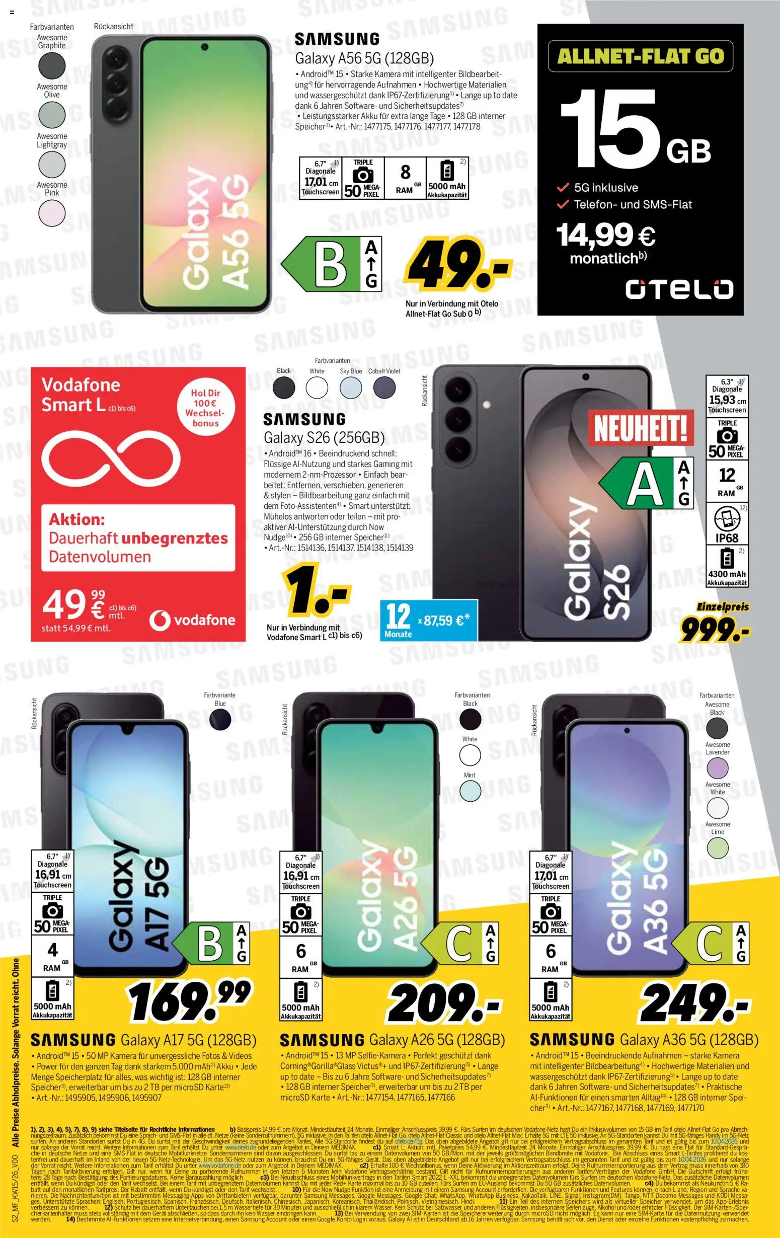 Medimax Mobilfunk Woche – gültig ab 04.04.2026 | Seite: 2 | Produkte: Kamera, Samsung, Wasser, Telefon