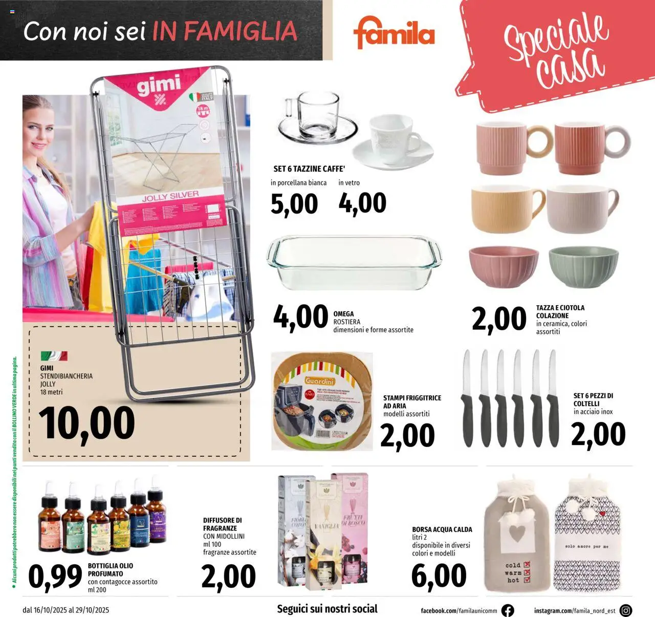 Volantino Famila del 16.10.2025 | Pagina: 24 | Prodotti: Acqua, Stendibiancheria, Bottiglia, Ciotola