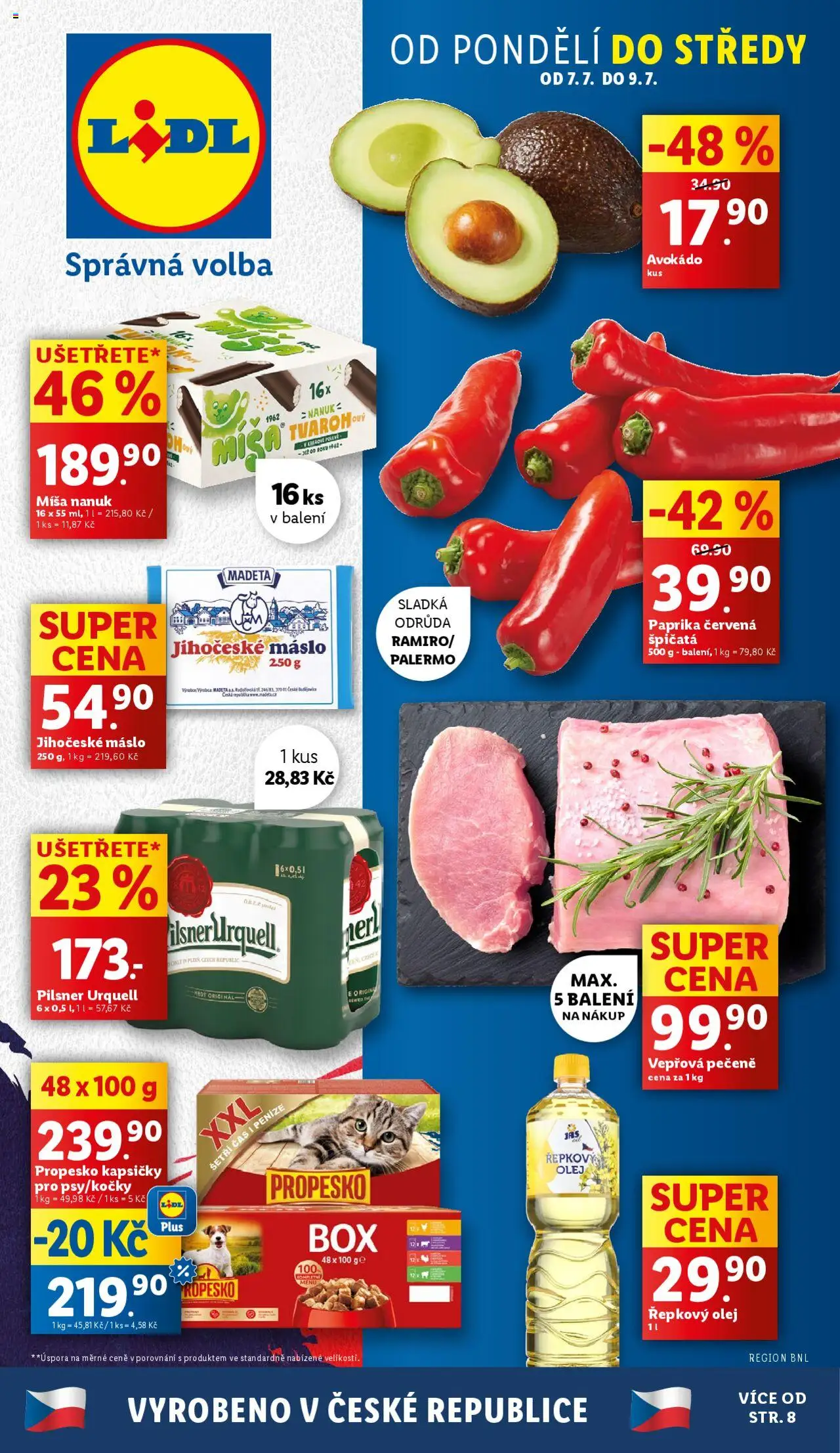 Lidl leták od 07.07.2025 | Strana: 1 | Produkty: Nanuk, Paprika, Pilsner Urquell, Jihočeské máslo