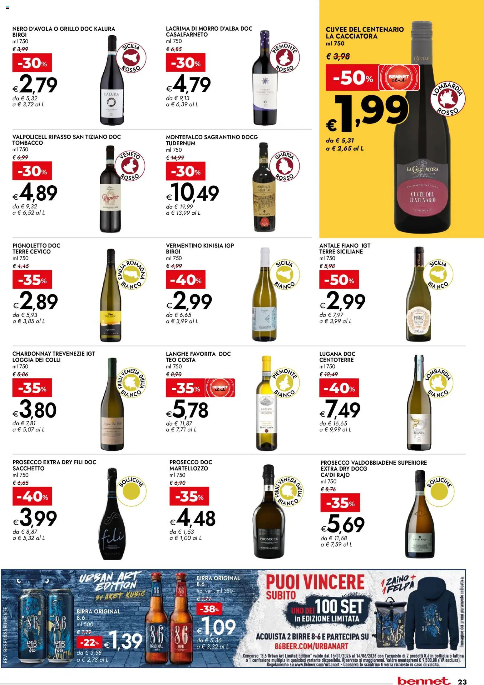 Volantino bennet del 12.02.2026 | Pagina: 23 | Prodotti: Felpa, Prosecco, Zaino, Bottiglia