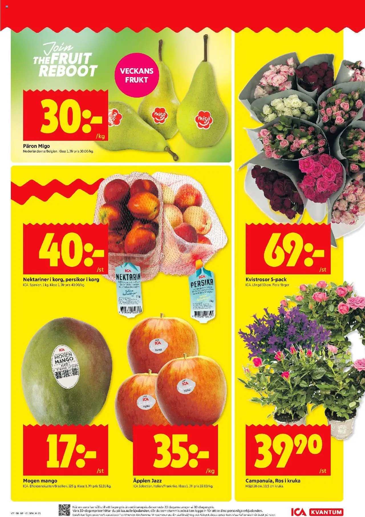 ICA Kvantum reklamblad aktuell från 26.05.2025 | Sida: 3 | Produkter: Äpplen, Nektarin, Persika, Mango