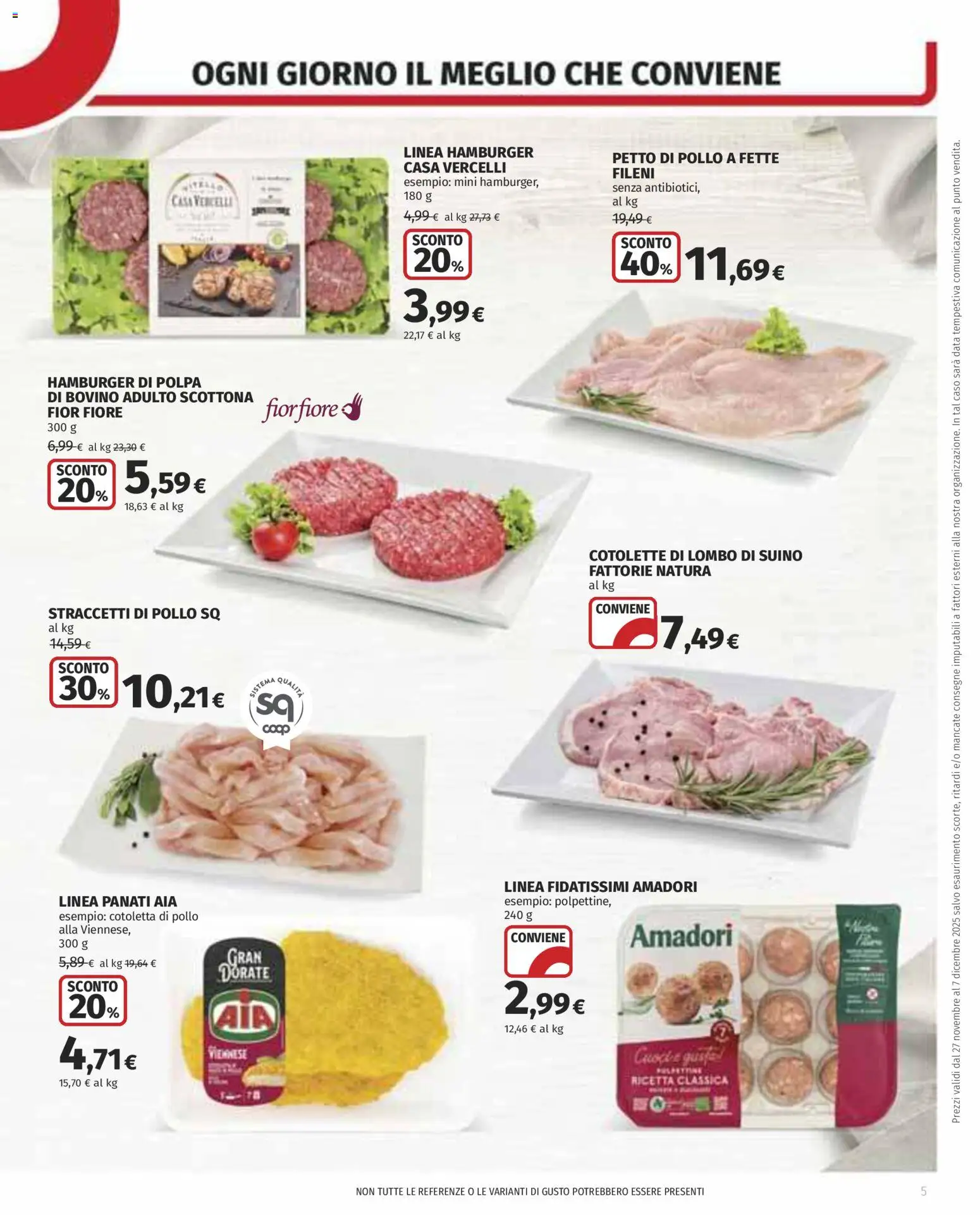 Volantino COOP del 27.11.2025 | Pagina: 5 | Prodotti: Bovino, Suino, Data, Hamburger