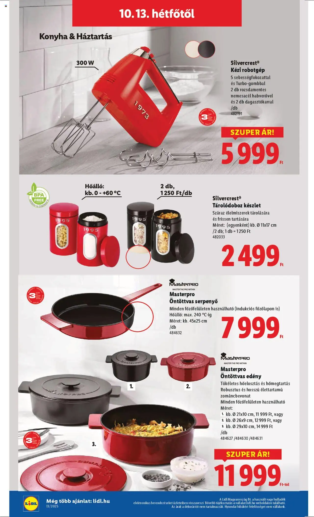 Lidl akciós ujság - amely érvényes a következő dátumtól: 09.10.2025 | Oldal: 48 | Termékek: Robotgép, Edény, Tárolódoboz, Serpenyő