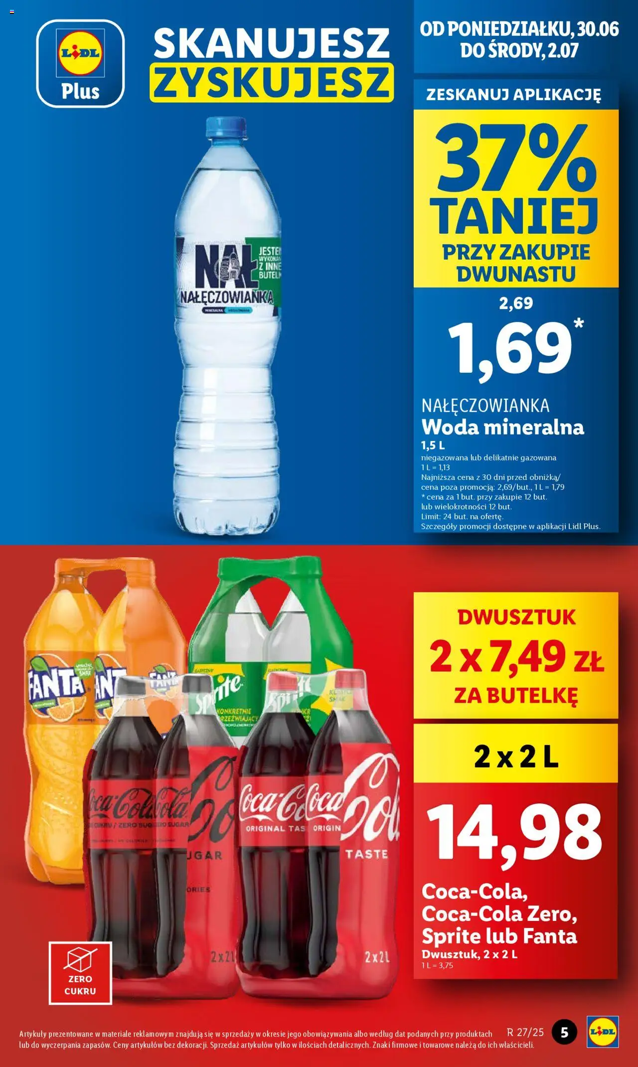 Lidl Gazetka od 30.06.2025 | Strona: 5 | Produkty: Sprite, Woda