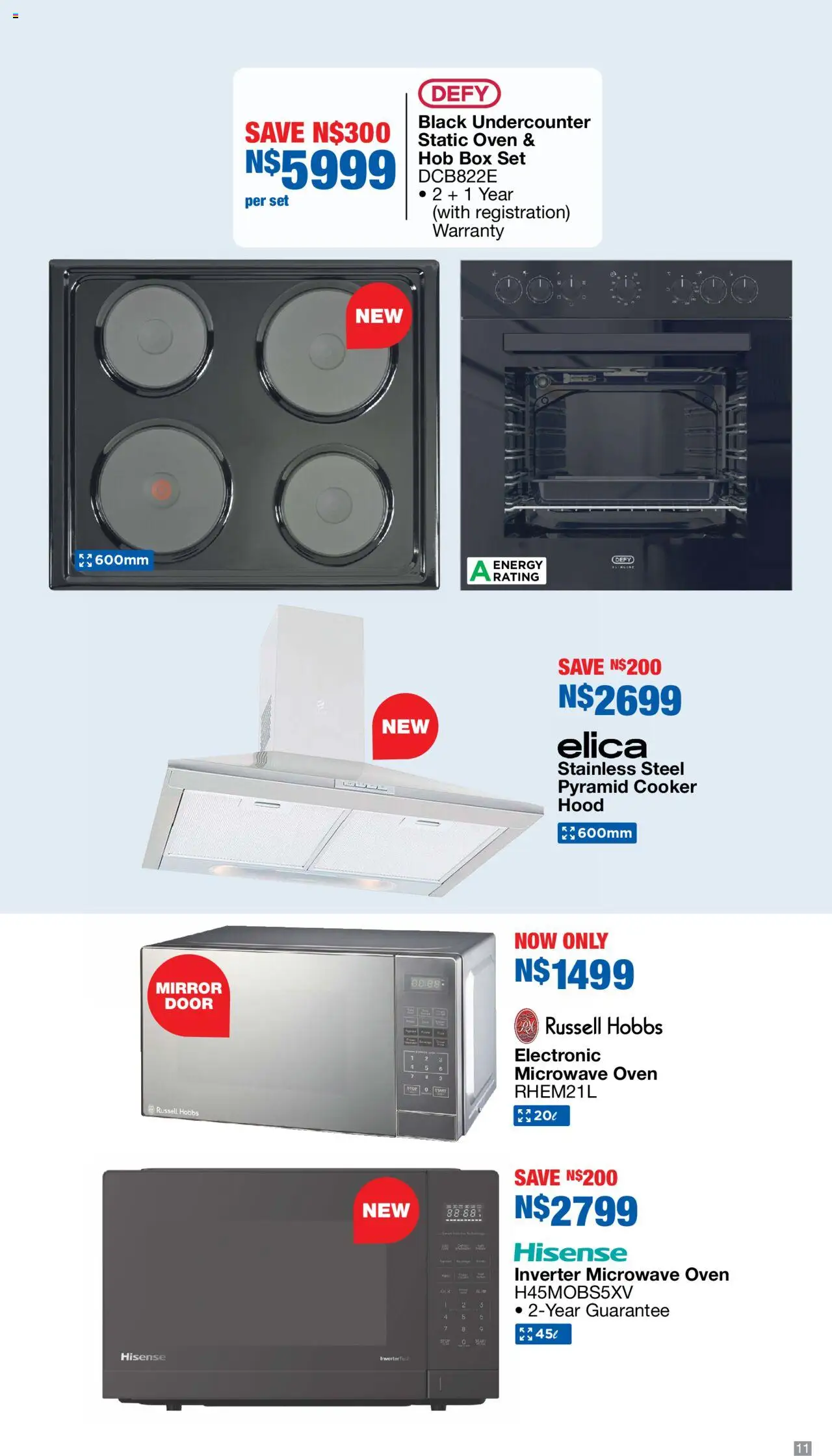 New OK Furniture catalogue – valid from 06.10.2025 | Page: 11 | Products: Hob, Cooker, Microwave, Hood