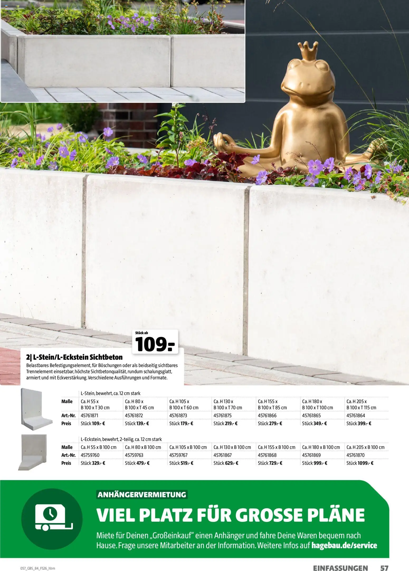 Hagebau Gartenbaustoffsortiment – gültig ab 02.03.2026 | Seite: 57