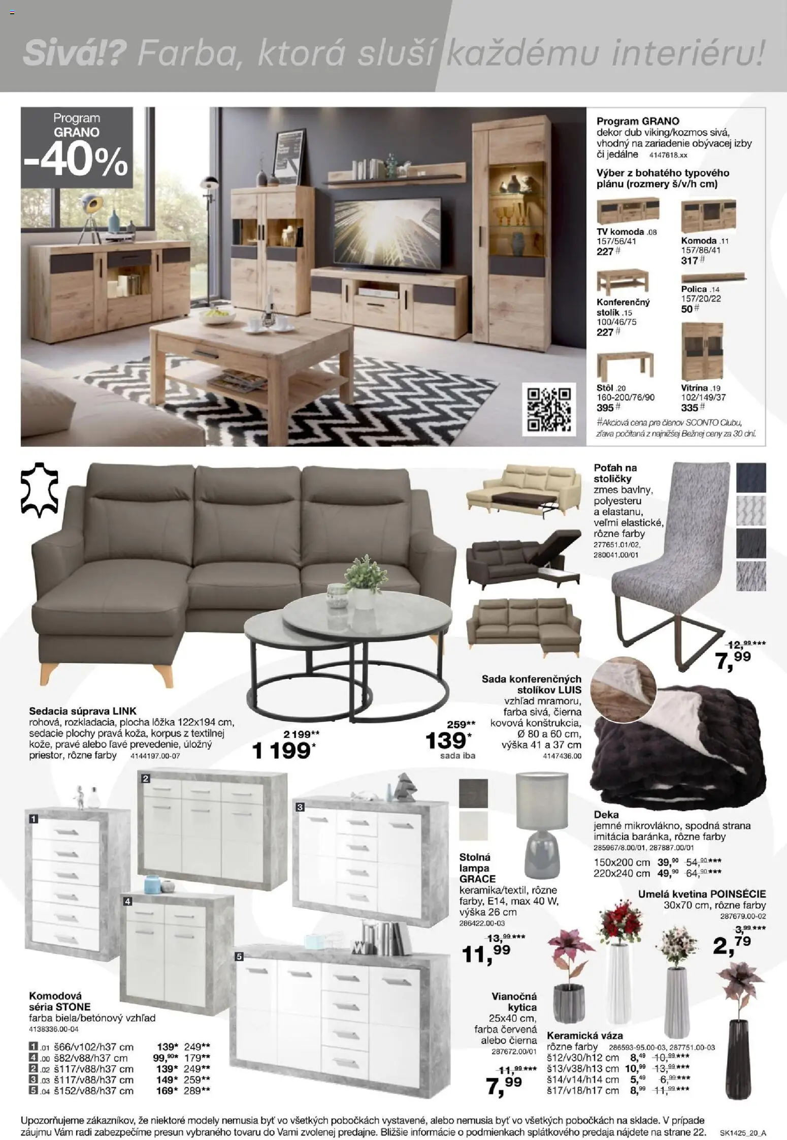 Nové Sconto nábytok akcie – leták je platný od 05.11.2025 | Strana: 20 | Produkty: Sedacia súprava, Tv, Stoličky, Lampa