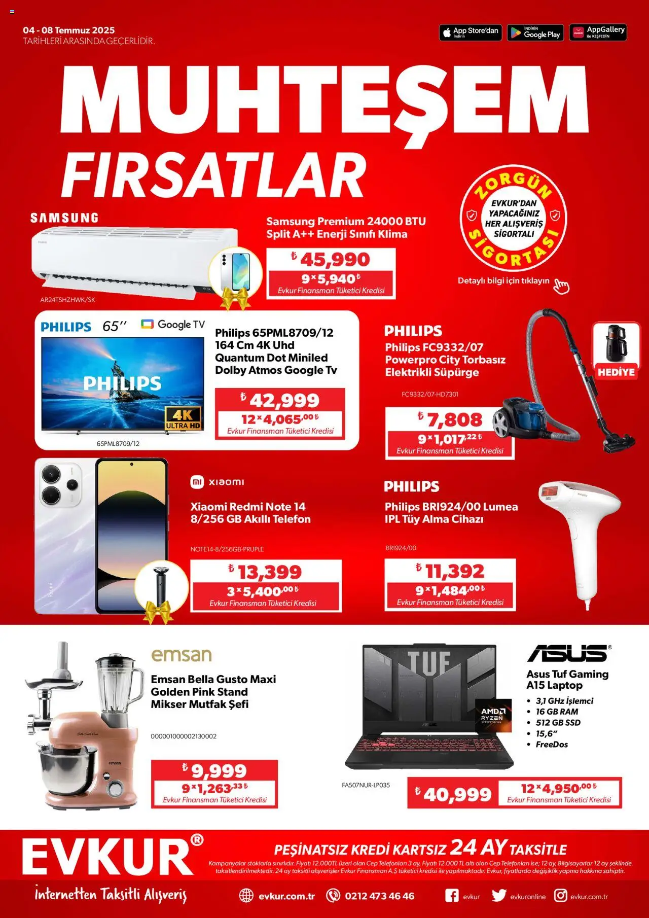 Evkur Muhteşem Fırsatlar - 04.07.2025 tarihinden itibaren geçerlidir | Sayfa: 1 | Ürünler: Mikser, Laptop, TV, Telefon