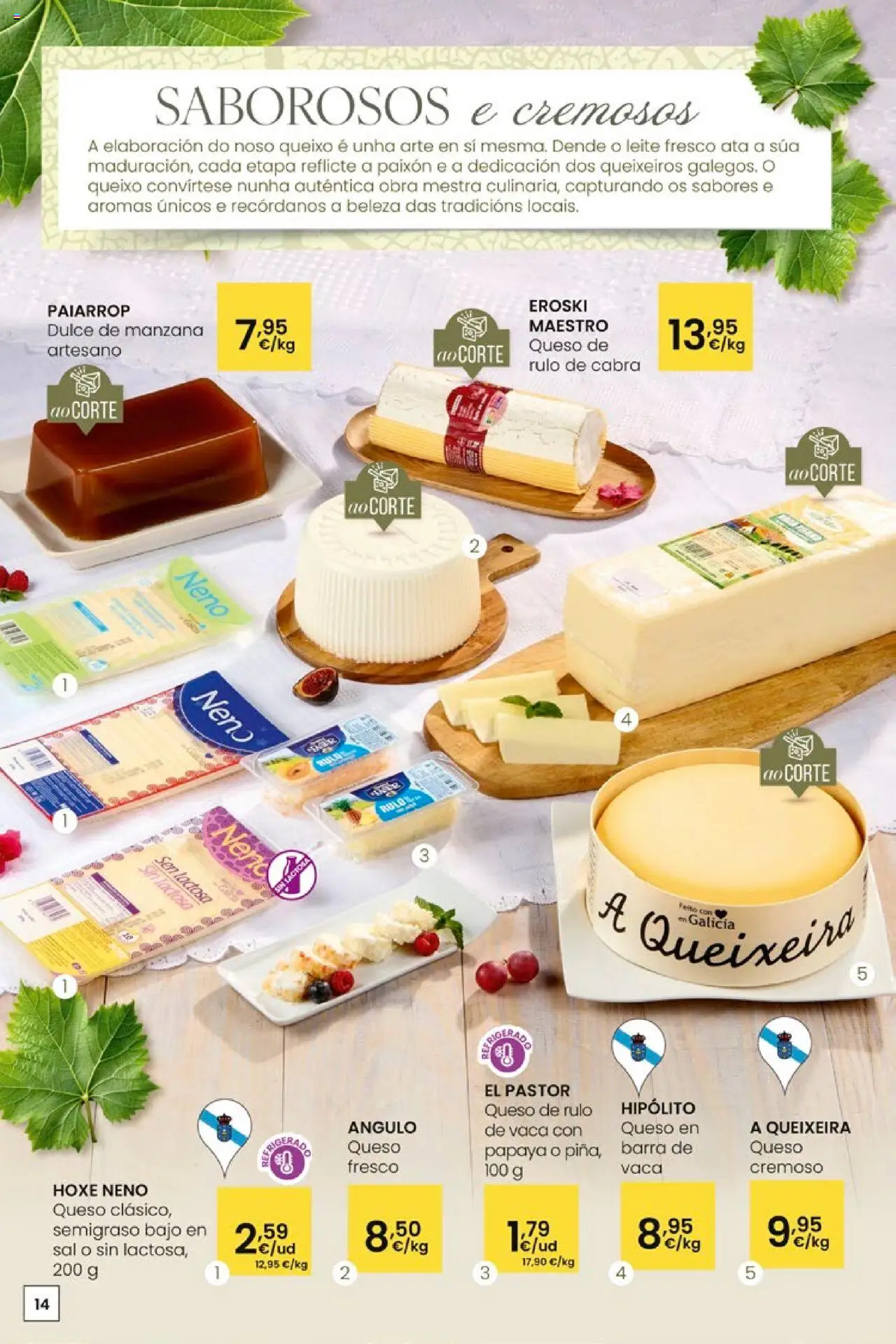 Eroski - Pans Queixos Viños │ válido desde el 16.10.2025 | Página: 14 | Productos: Queso, Queso fresco, Manzana