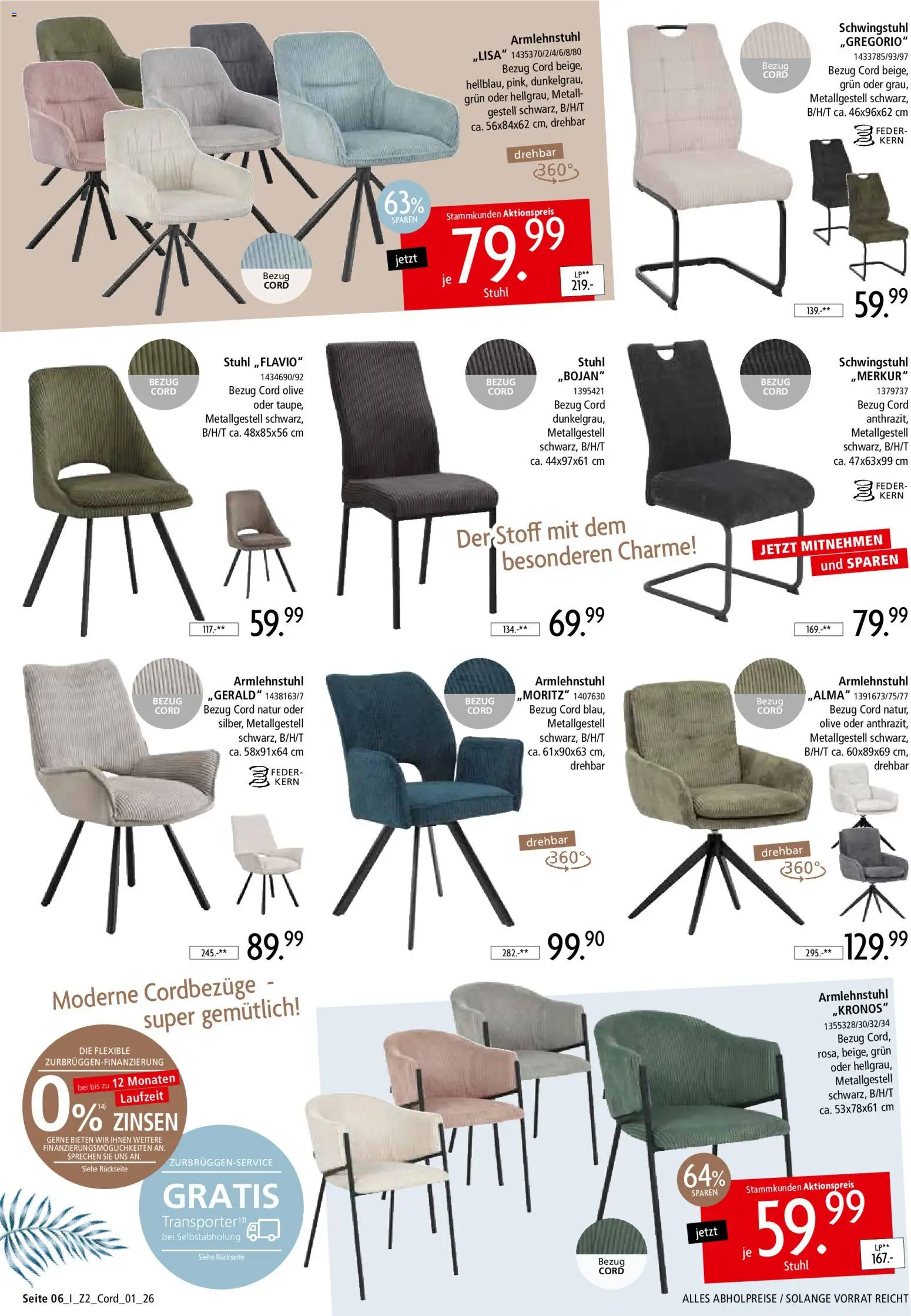 Zurbrüggen Trendbezug Cord – gültig ab 28.03.2026 | Seite: 6 | Produkte: Stuhl