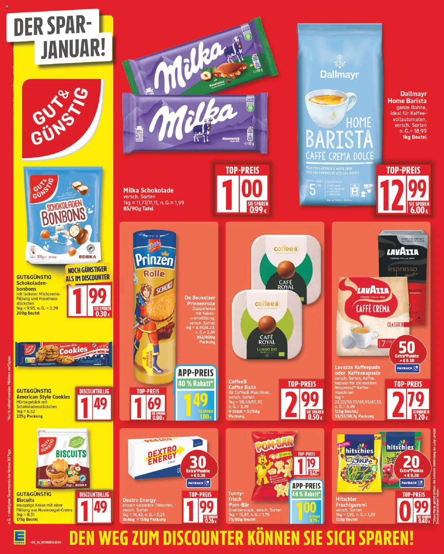 Edeka Prospekt 	 – gültig ab 05.01.2026 | Seite: 16 | Produkte: Kaffeepads, Kaffee, Milka schokolade, POM-BÄR