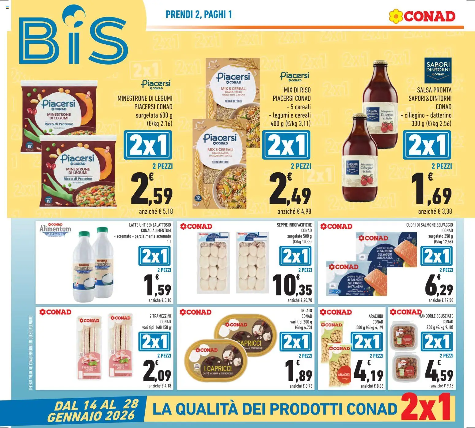 Volantino Conad del 14.01.2026 | Pagina: 4 | Prodotti: Gelato, Latte, Mandorle, Arachidi