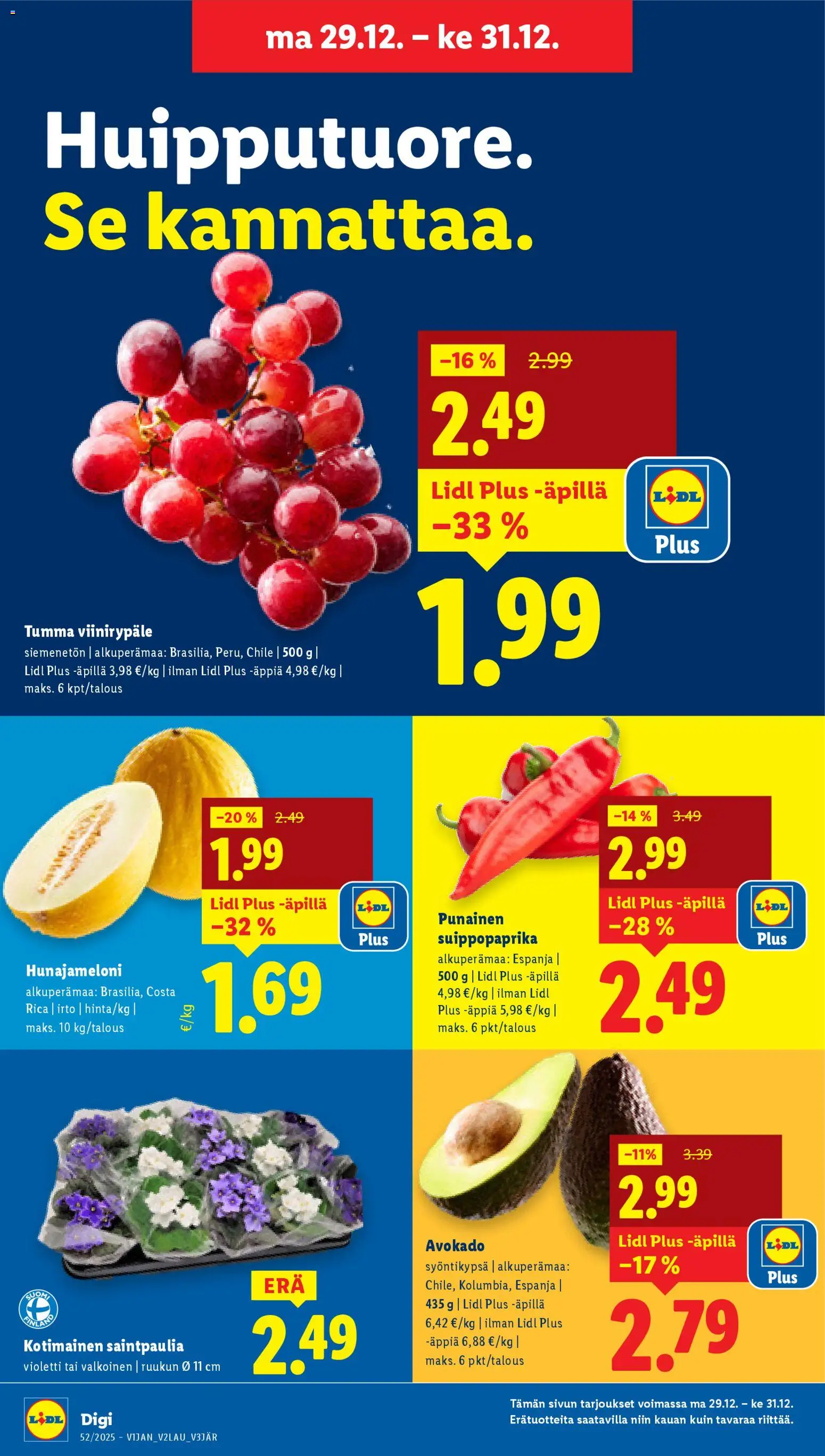 Lidl tarjoukset - Rovaniemi – voimassa 26.12.2025 alkaen | Sivu: 18 | Tuotteet: Avokado, Hunajameloni