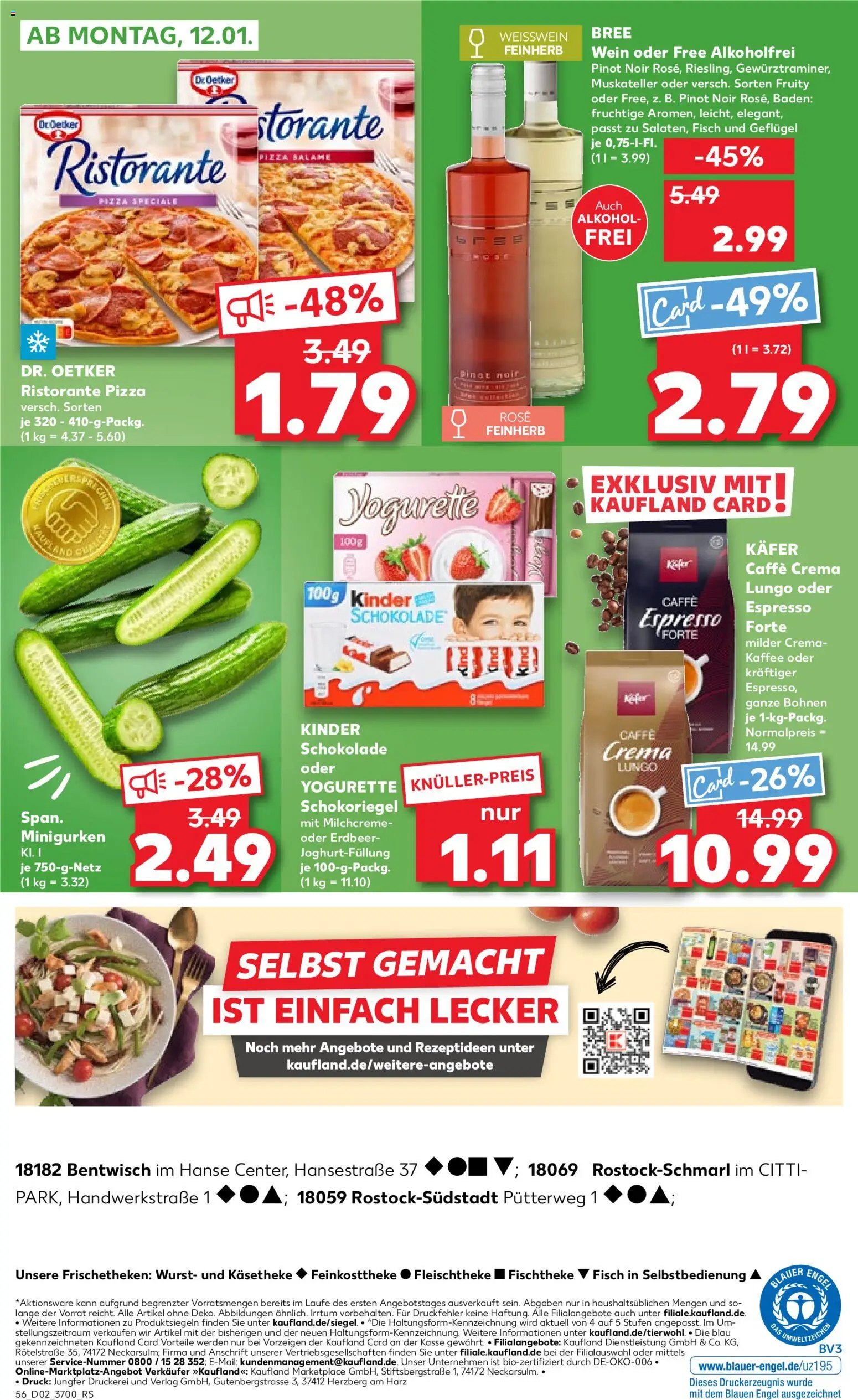 Kaufland prospekt Rostock	 – gültig ab 08.01.2026 | Seite: 56 | Produkte: Kinder schokolade, Yogurette, Kaffee, Wurst